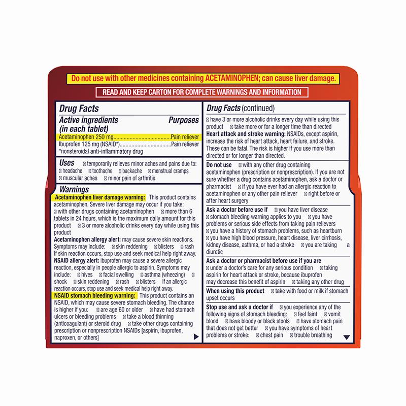 A warning label for a drug, listing possible side effects, drug interactions, and when to contact a doctor.
