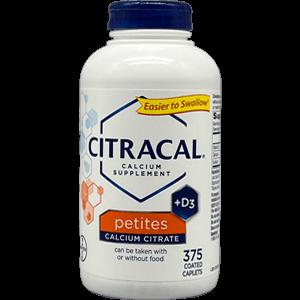 A bottle of Citracal Petites calcium citrate supplement caplets.