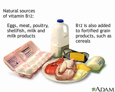 A plate with eggs, lobster, chicken, cheese, and milk; these are natural sources of vitamin B12.