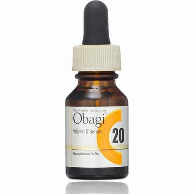 A brown glass bottle of Obagi Vitamin C 20% Serum with a white dropper cap.