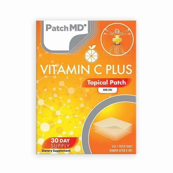 A box of Vitamin C Plus topical patches with zinc, a 30-day supply.