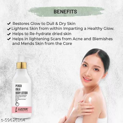 A woman with lightened skin from using the product, which claims to restore glow to dull and dry skin, re-hydrate dried skin, and help lighten scars from acne and blemishes.