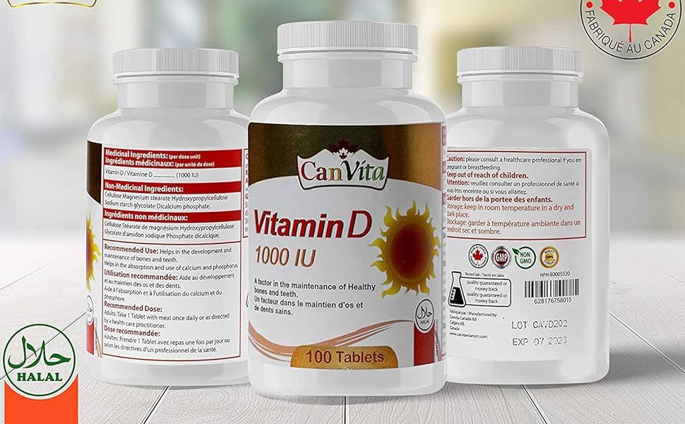 A bottle of Vitamin D tablets, which is a factor in the maintenance of healthy bones and teeth.