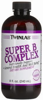 A bottle of Twinlab Super B Complex, a dietary supplement that supports general health and well-being.