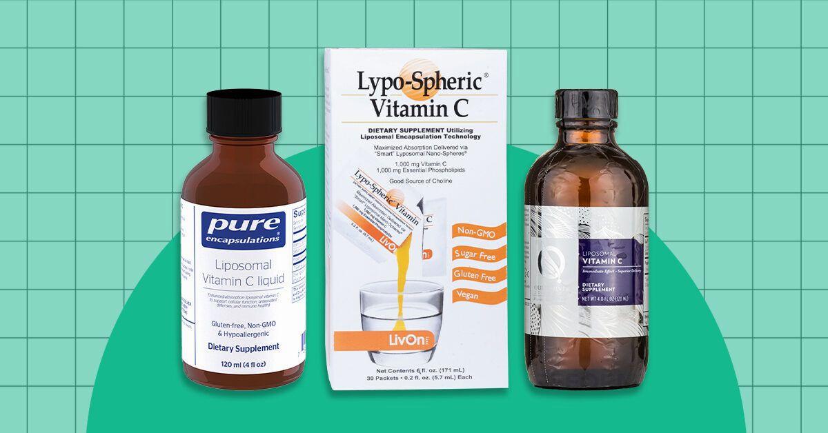 Three bottles of Lypo-Spheric Vitamin C, a dietary supplement that supports cellular function, immune health, and energy.