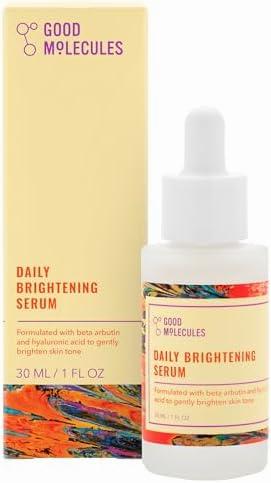 A bottle of Good Molecules Daily Brightening Serum, a skin care product.