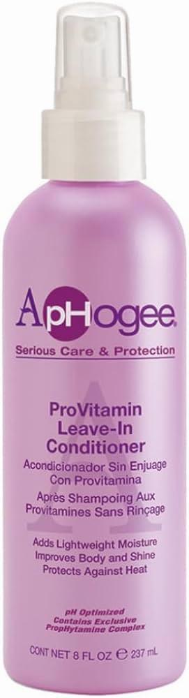 A purple bottle of ApHogee ProVitamin Leave-In Conditioner.