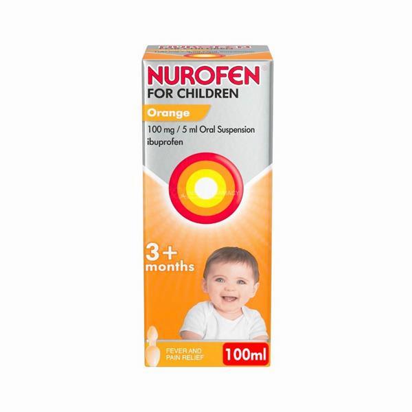 A box of Nurofen for Children, a medication for reducing fever and pain in children 3 months and older.