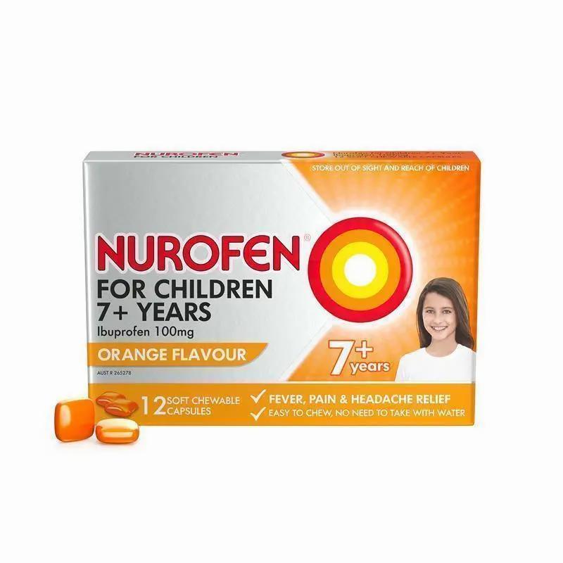 A box of Nurofen, a brand of ibuprofen, a medication used to reduce fever, pain, and inflammation.