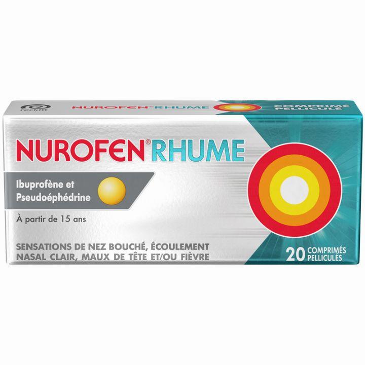 A box of Nurofen Rhume, a medication for treating colds and flu.