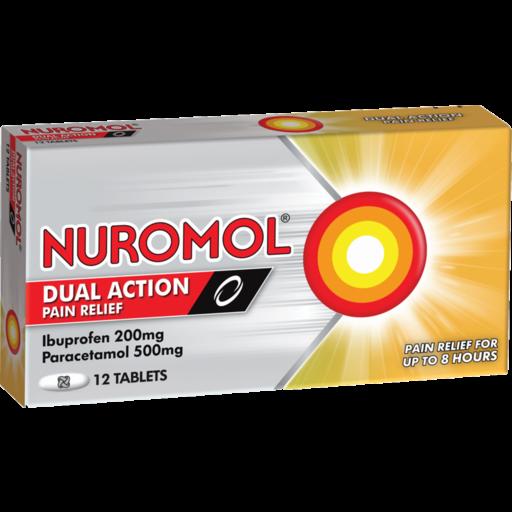A box of Nurofen Dual Action pain relief tablets.