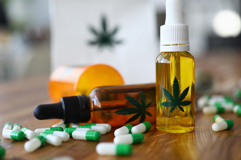 A variety of medical marijuana products including oils and capsules.