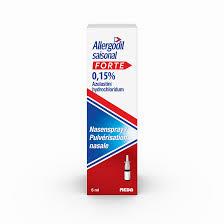 A box of Allergodil Forte 0.15% azelastine hydrochloride nasal spray.