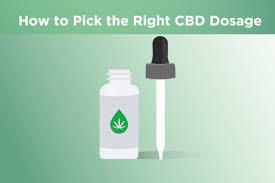 A graphic showing a bottle of CBD oil and a dropper, with text reading How to Pick the Right CBD Dosage.