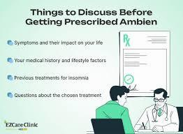 Things to Discuss Before Getting Prescribed Ambien: A patient and doctor discuss the symptoms, medical history, previous treatments, and questions about the chosen treatment for insomnia.