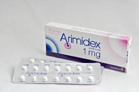 A box of Arimidex, a cancer treatment, with a blister pack of pills.