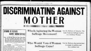 An old newspaper article with a headline reading Discriminating Against Mother.
