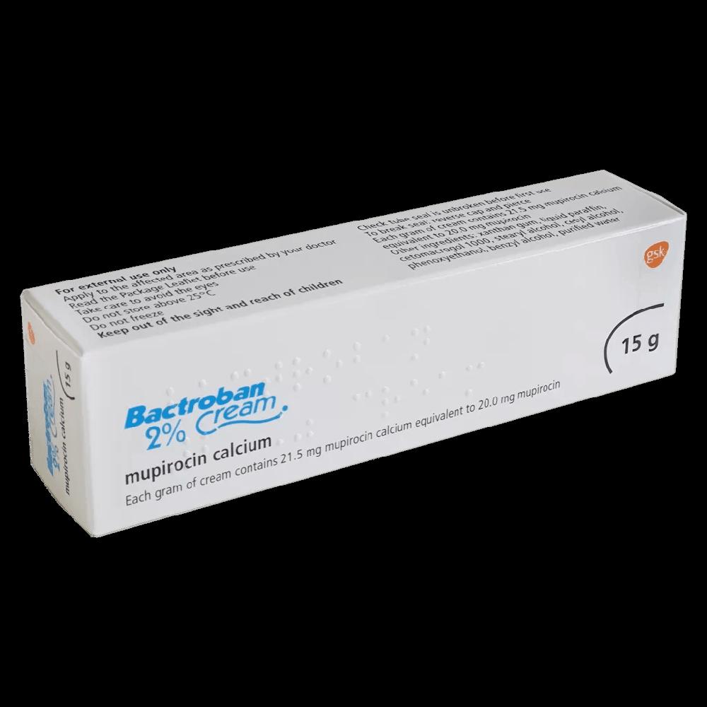 A box of Bactroban cream, an antibiotic used to treat skin infections.