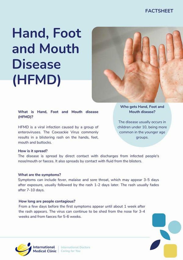 HFMD is a viral infection that causes fever, mouth ulcers, and a skin rash with blisters on the hands, feet, and buttocks.