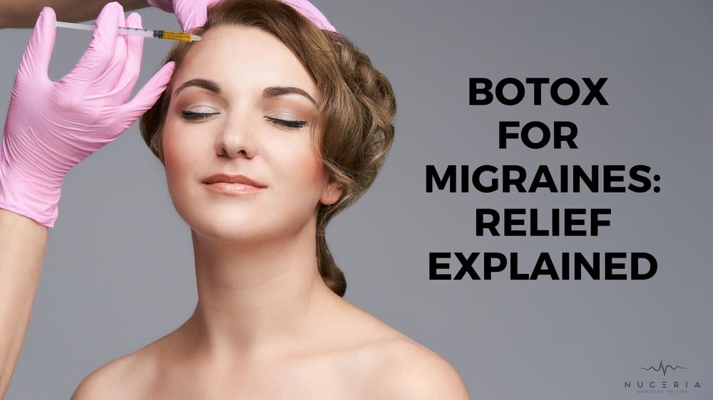 A woman receives a Botox injection in her forehead to relieve migraines.