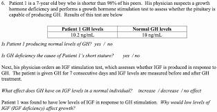 A 7-year-old boy with suspected growth hormone deficiency is given a growth hormone stimulation test, the results of which show normal GH levels, leading to further investigation.