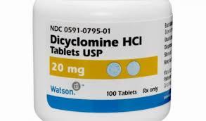 A white bottle of prescription dicyclomine.
