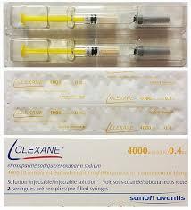 Two pre-filled syringes of Clexane, a medication used to prevent blood clots.