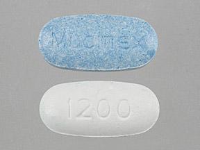 A blue and white oval pill with 1200 imprinted on one side and MYLAN imprinted on the other.