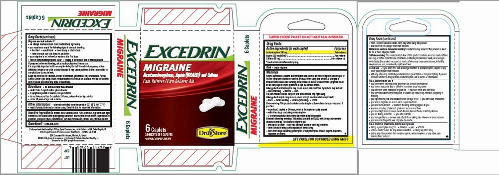 A box of Excedrin Migraine caplets, a pain reliever.