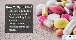 A table with instructions on how to split pills safely.