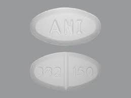 A white oval pill with the imprint ANI on one side and ORG 150 on the other.
