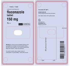 A prescription label for a 150mg tablet of fluconazole.