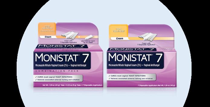 Two boxes of Monistat 7 vaginal yeast infection treatment cream.