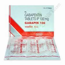 A box of Gabapentin 100mg tablets, a medication used to treat epilepsy and nerve pain.
