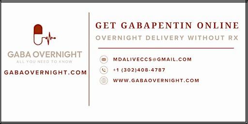 This is a business card for a company called Gaba Overnight that sells Gabapentin, a medication used to treat seizures and nerve pain.